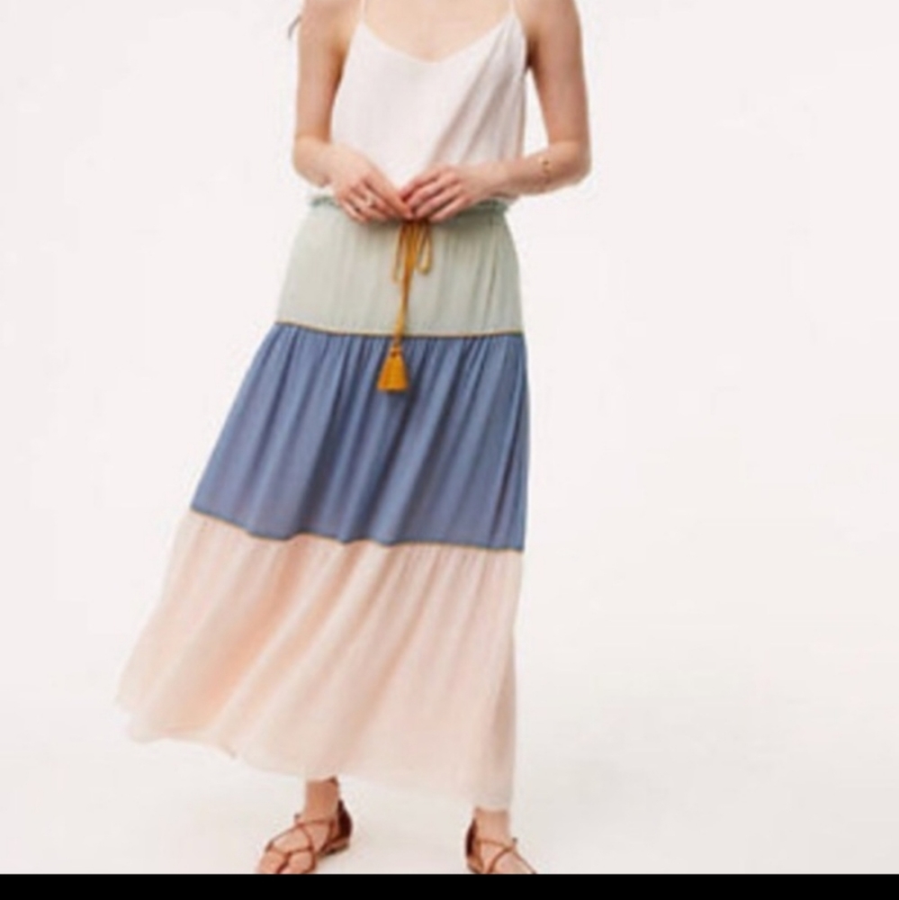 Ann Taylor Loft Womens Sz Extra Small Skirt Long Maxi Boho Festival Modest